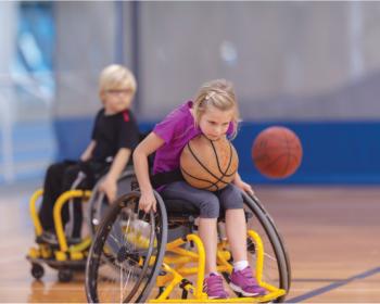kids playing wheelchair basketball