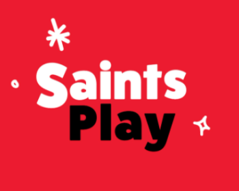 Ptictured is a red background with the SaintsPlay logo