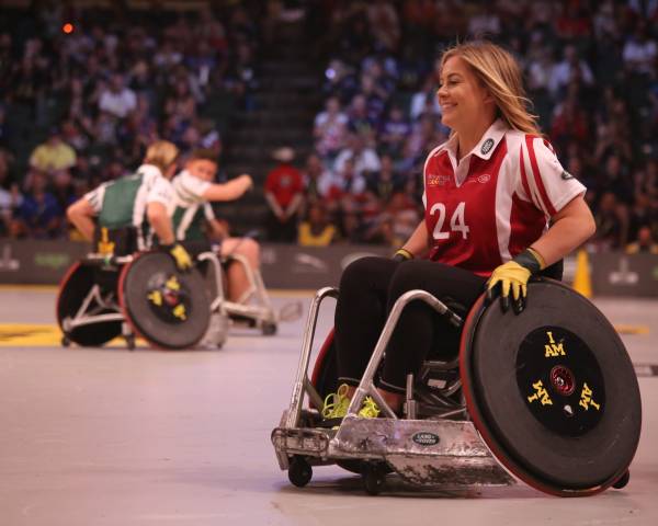 Lady playing sport in a wheelchair